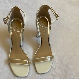 BADCLEY MISCHKA Chic White Ankle Strap Heels